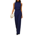 Women's sleeveless halter neck jumpsuit front view