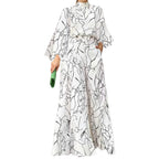 Women's elegant striped print jumpsuit front view.