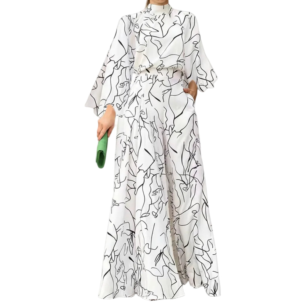 Women's elegant striped print jumpsuit front view.