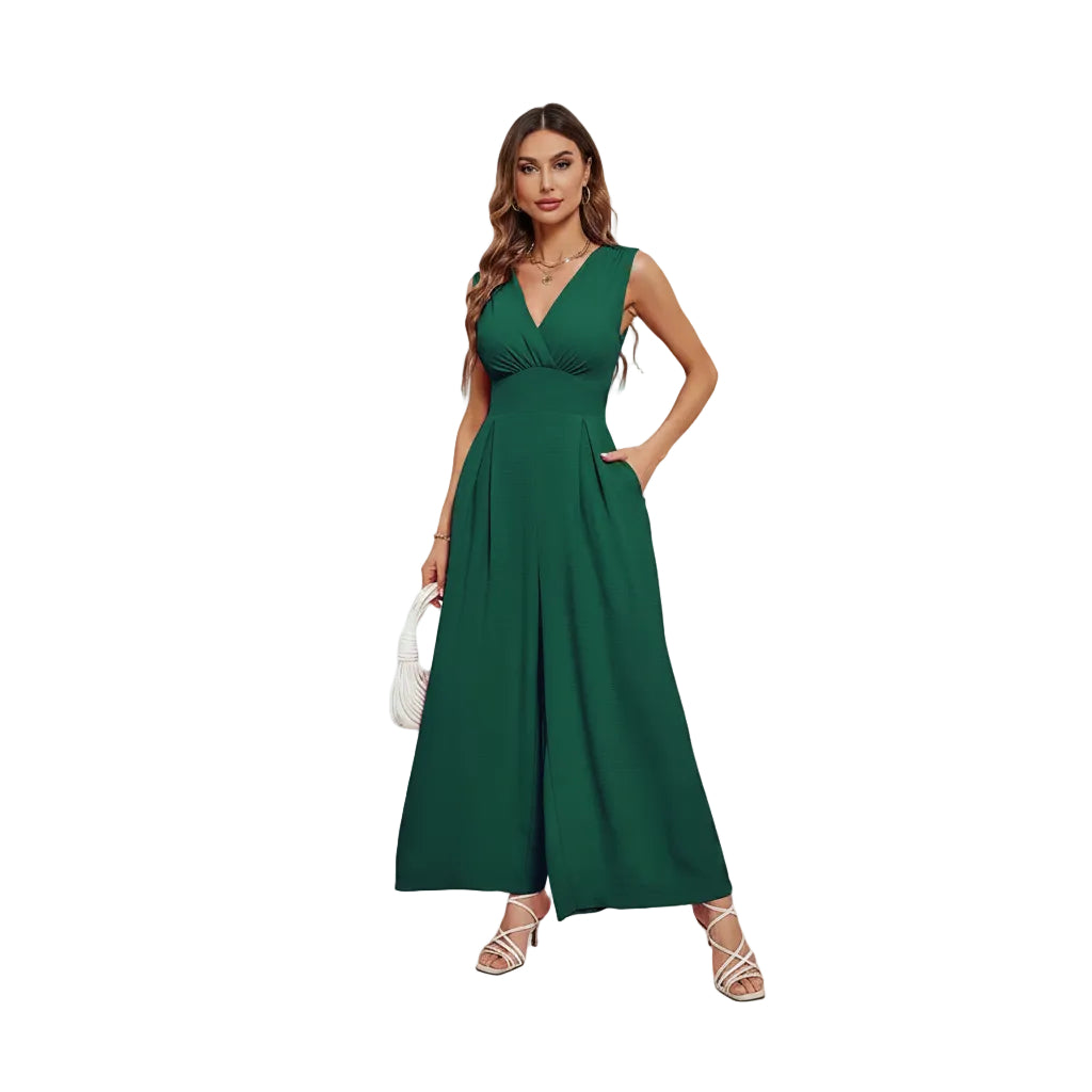 Women's wide leg jumpsuit with functional pockets.